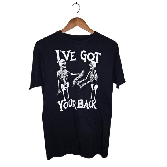 Halloween Black Skeleton Graphic T-Shirt - Picture 1 of 4